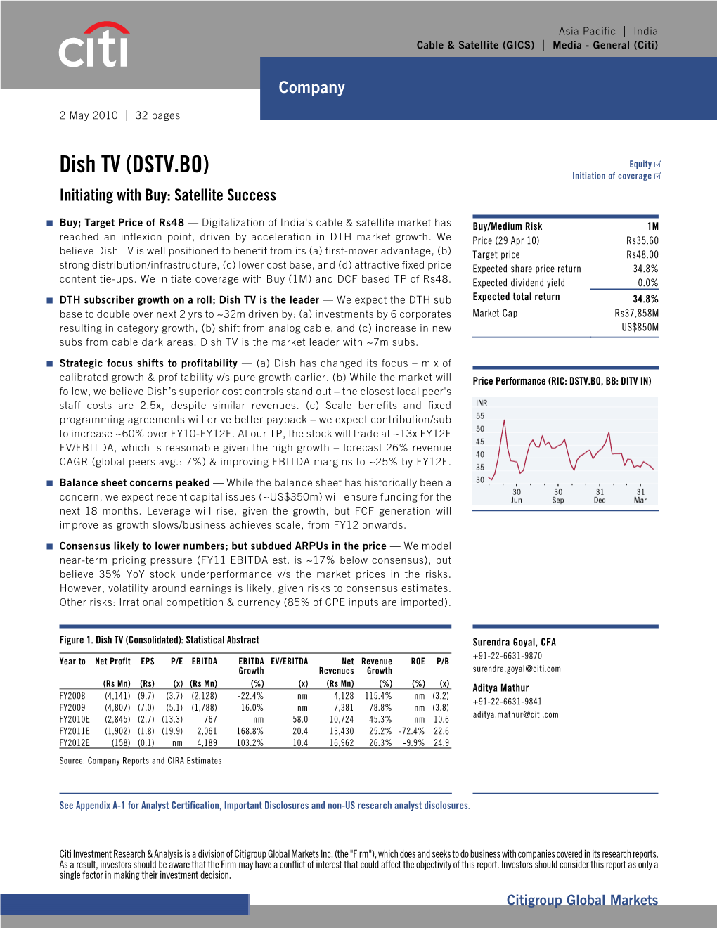 Dish TV (DSTV.BO) Initiation of Coverage  Initiating with Buy: Satellite Success