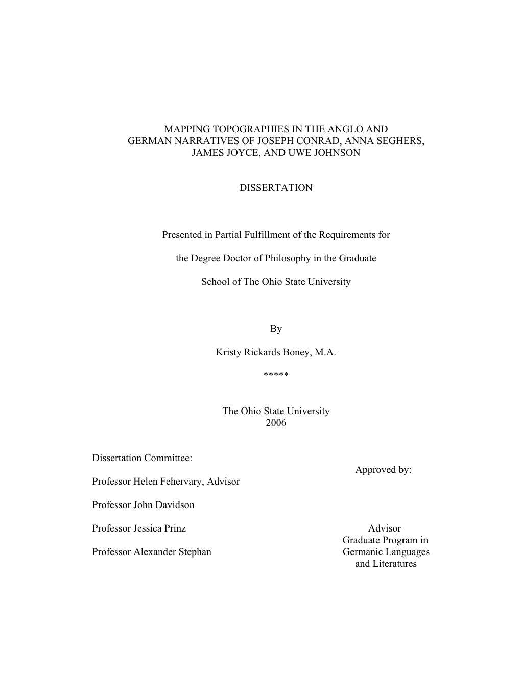 Mapping Topographies in the Anglo and German Narratives of Joseph Conrad, Anna Seghers, James Joyce, and Uwe Johnson