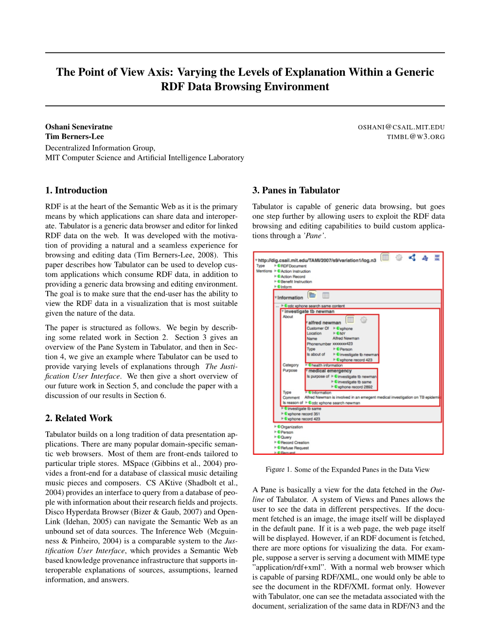 The Point of View Axis: Varying the Levels of Explanation Within a Generic RDF Data Browsing Environment