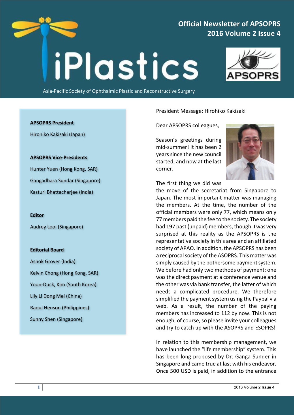 Official Newsletter of APSOPRS 2016 Volume 2 Issue 4
