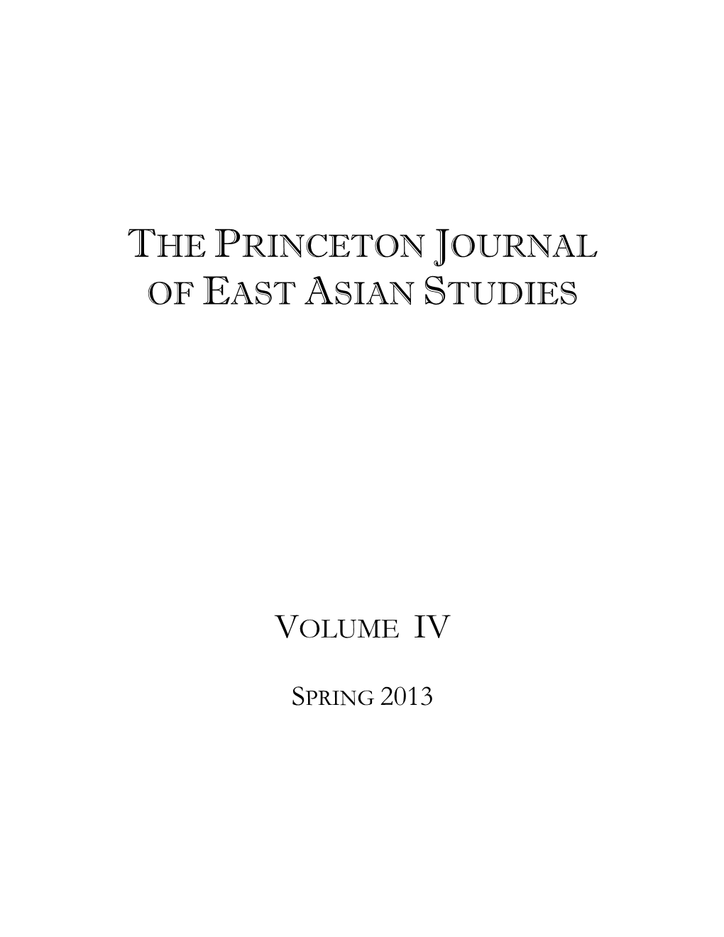 The Princeton Journal of East Asian Studies