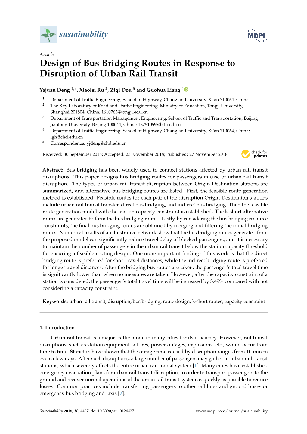 Design of Bus Bridging Routes in Response to Disruption of Urban Rail Transit