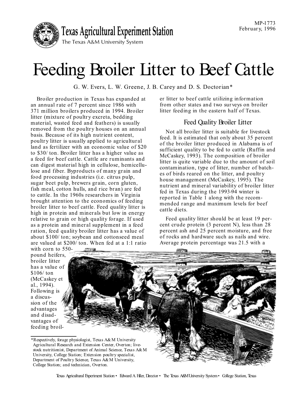 Feeding Broiler Litter to Beef Cattle