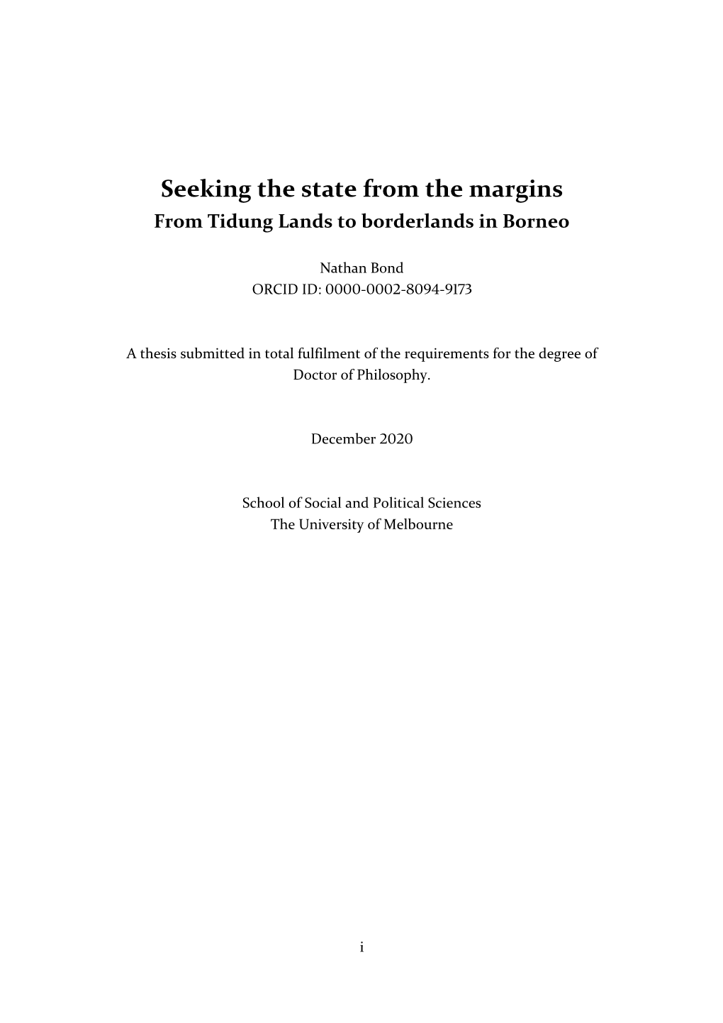 Seeking the State from the Margins: from Tidung Lands to Borderlands in Borneo