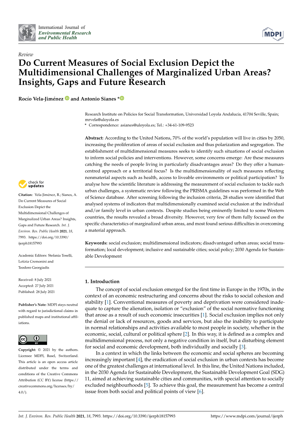 Do Current Measures of Social Exclusion Depict the Multidimensional Challenges of Marginalized Urban Areas? Insights, Gaps and Future Research