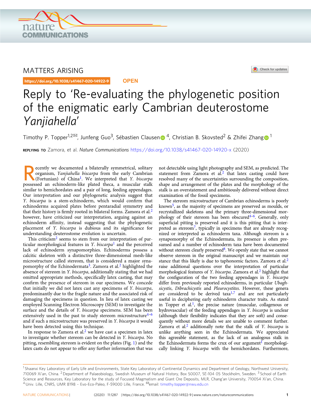 Reply to Â€˜Re-Evaluating the Phylogenetic Position