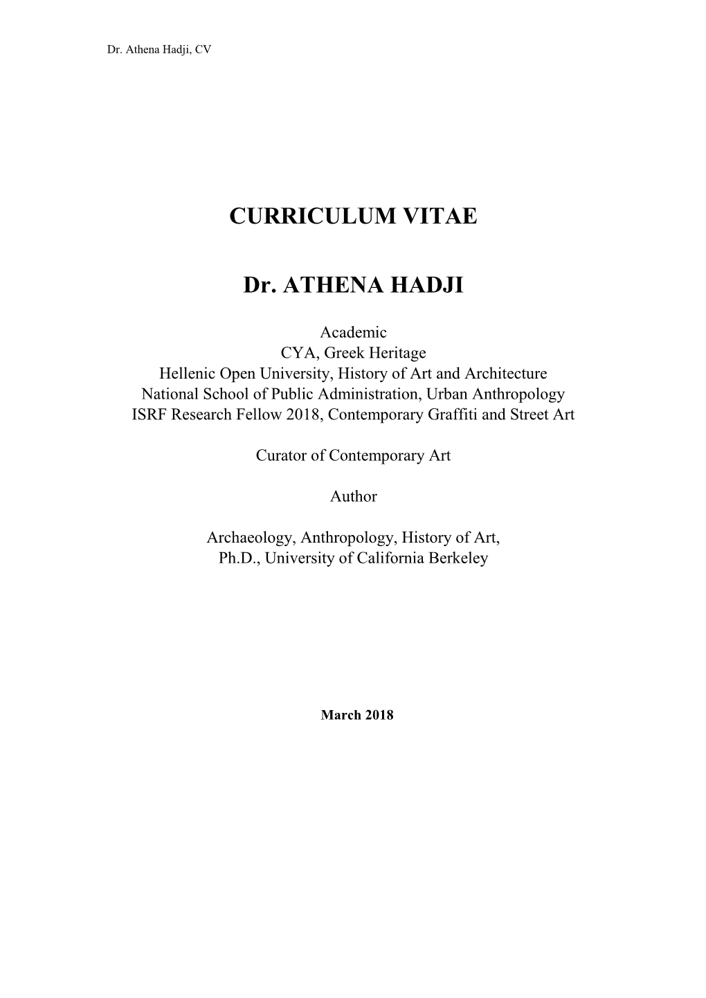 Dr. Athena Hadji Full CV