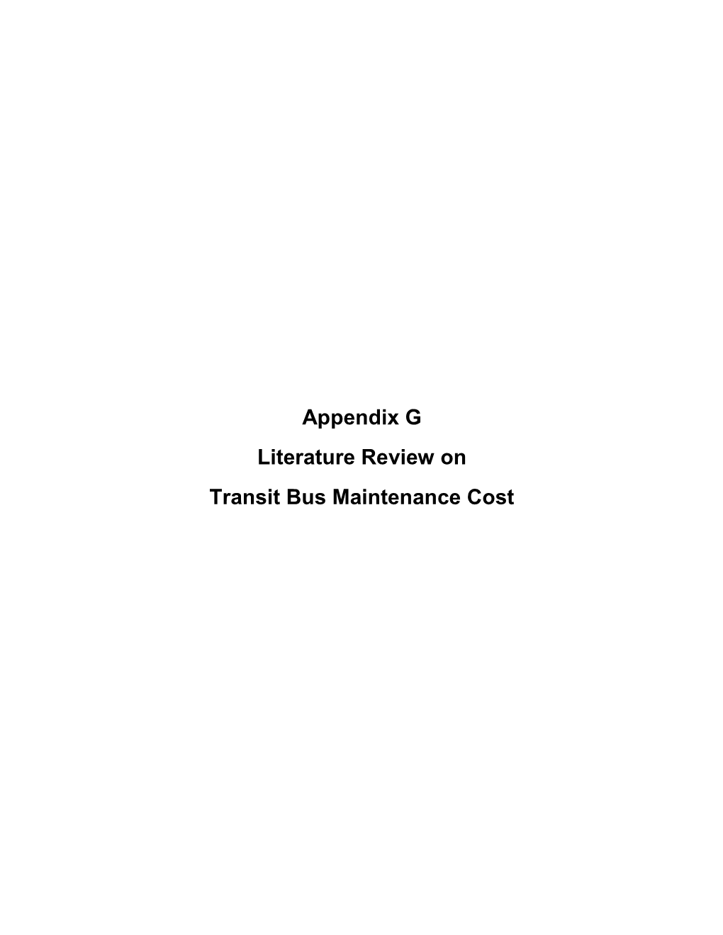 Literature Review on Transit Bus Maintenance Costs