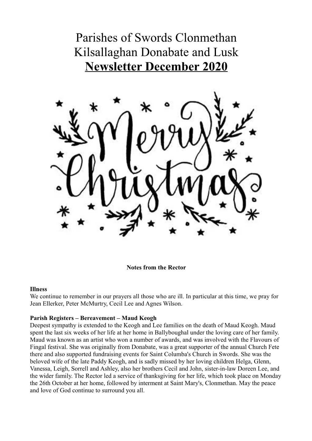 December 2020 Newsletter