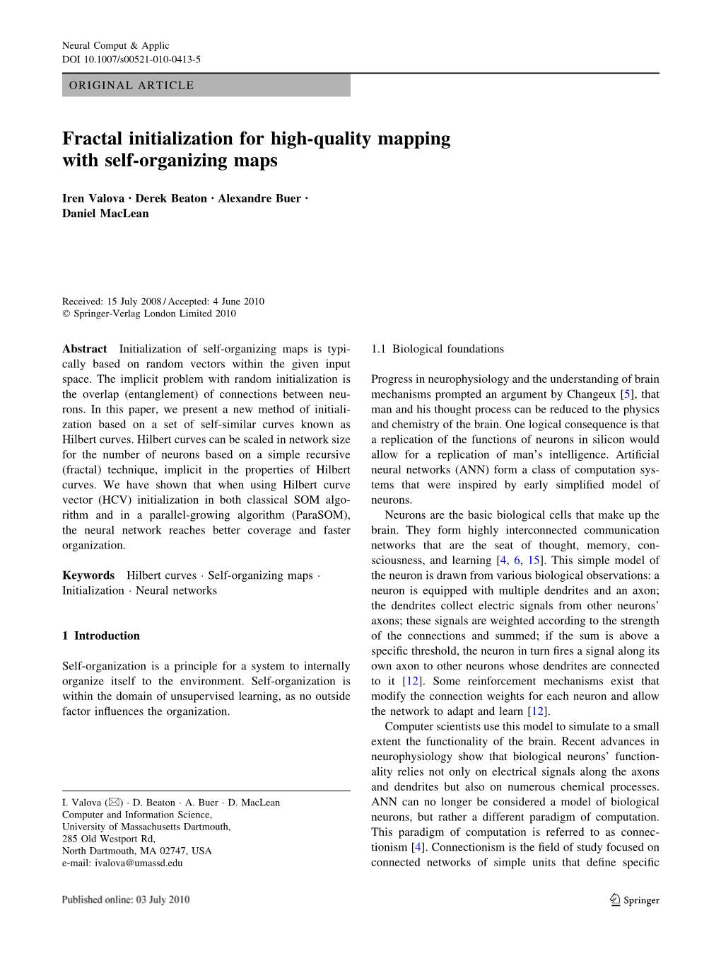 Fractal Initialization for High-Quality Mapping with Self-Organizing Maps