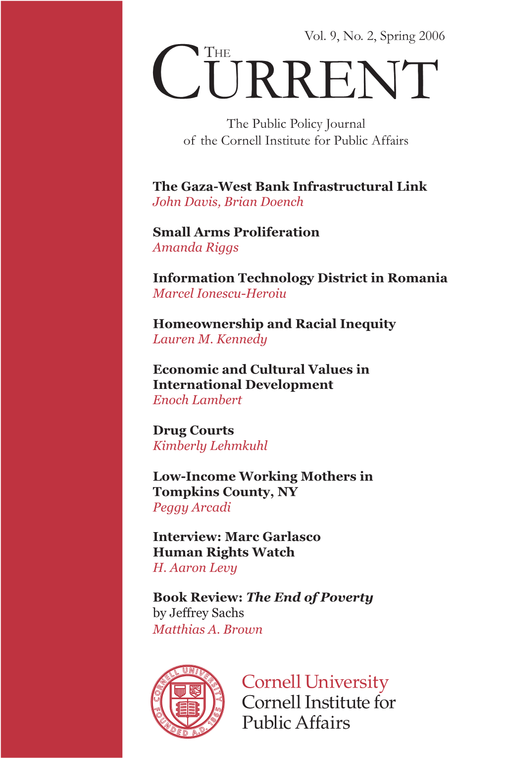 CURRENT the Public Policy Journal of the Cornell Institute for Public Affairs