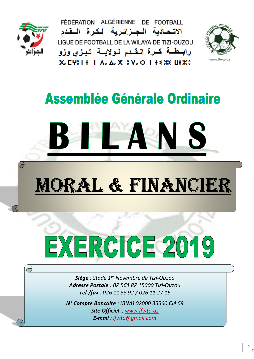 Bilans Moral & Financier Année 2019