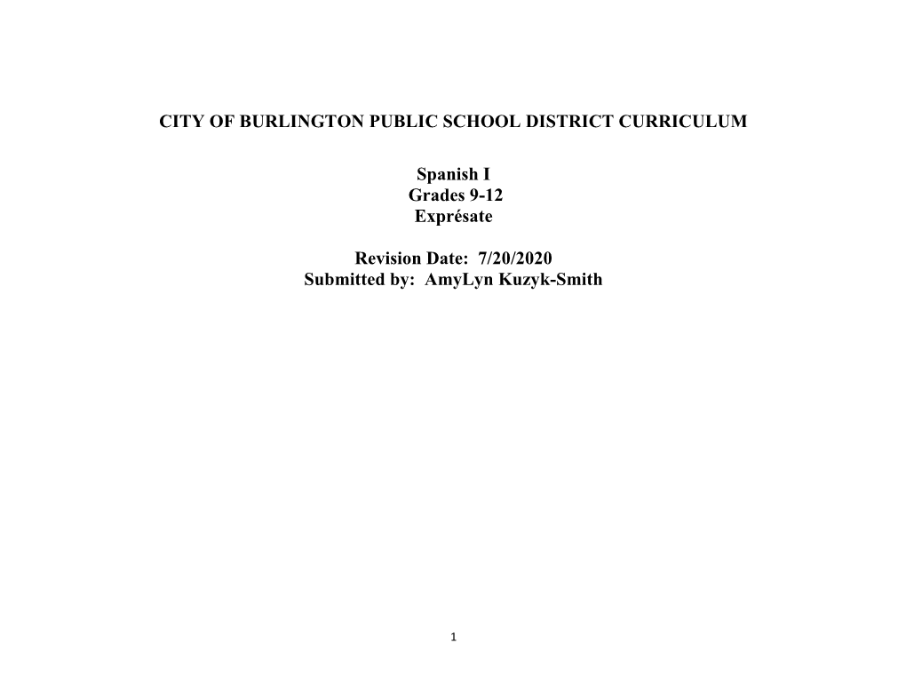 City of Burlington Public School District Curriculum