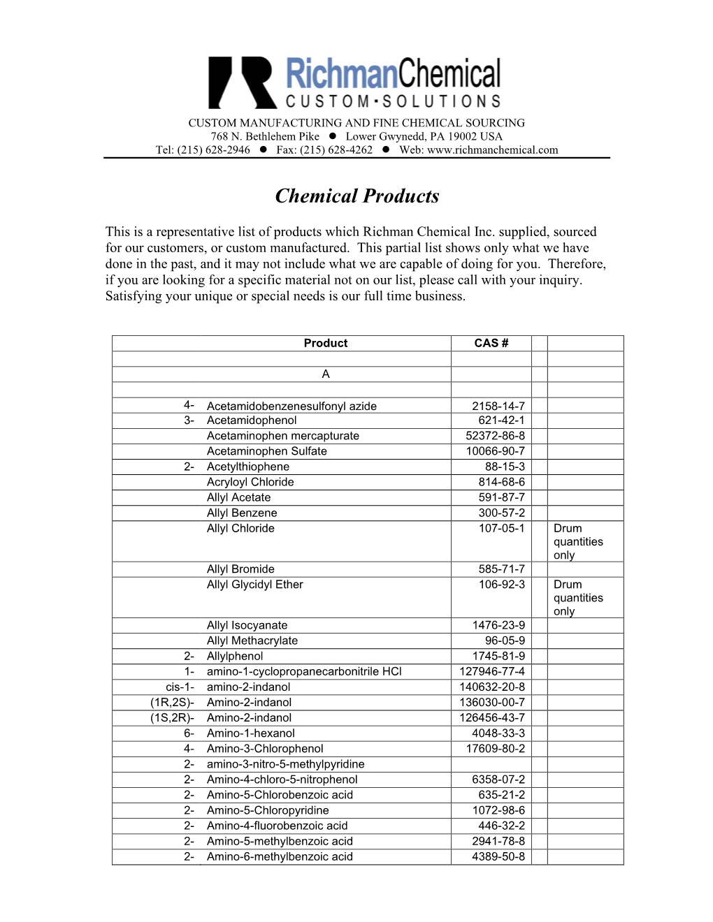 Chemical Products