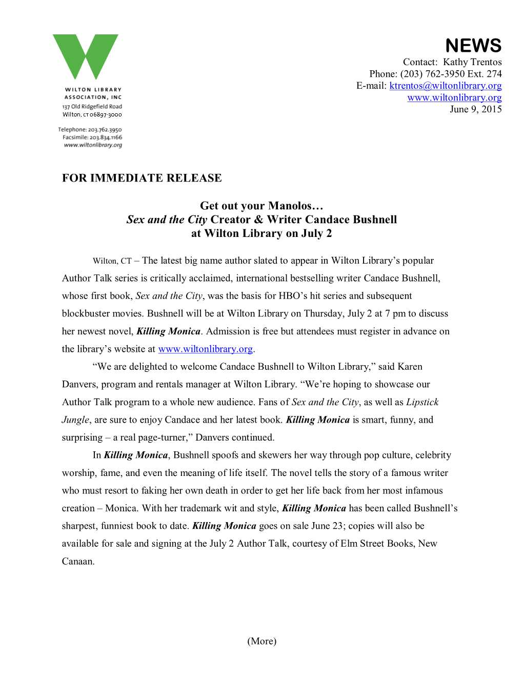 For Immediate Release