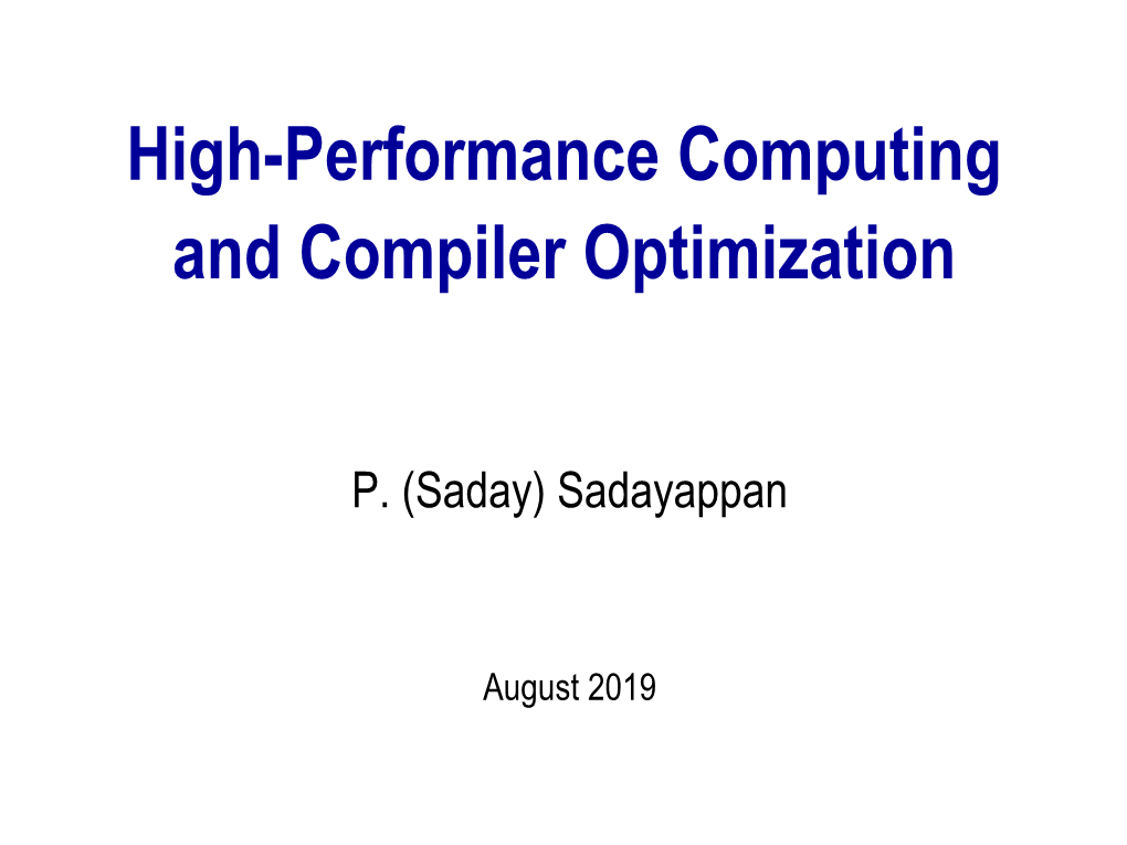 High-Performance Computing and Compiler Optimization