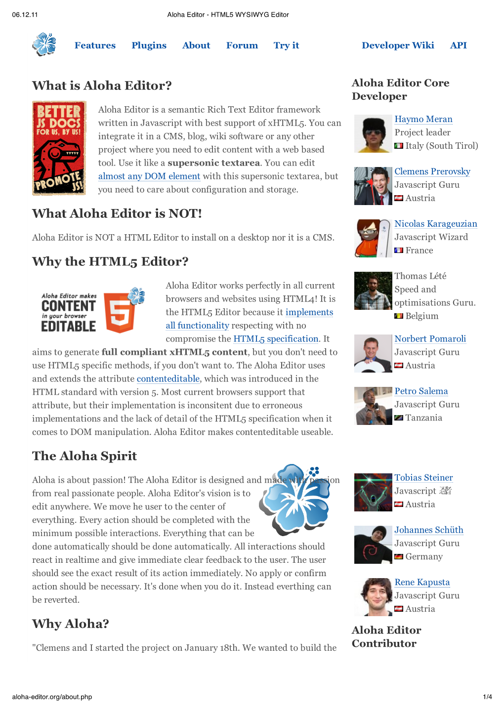 What Is Aloha Editor? What Aloha Editor Is NOT! Why the HTML5