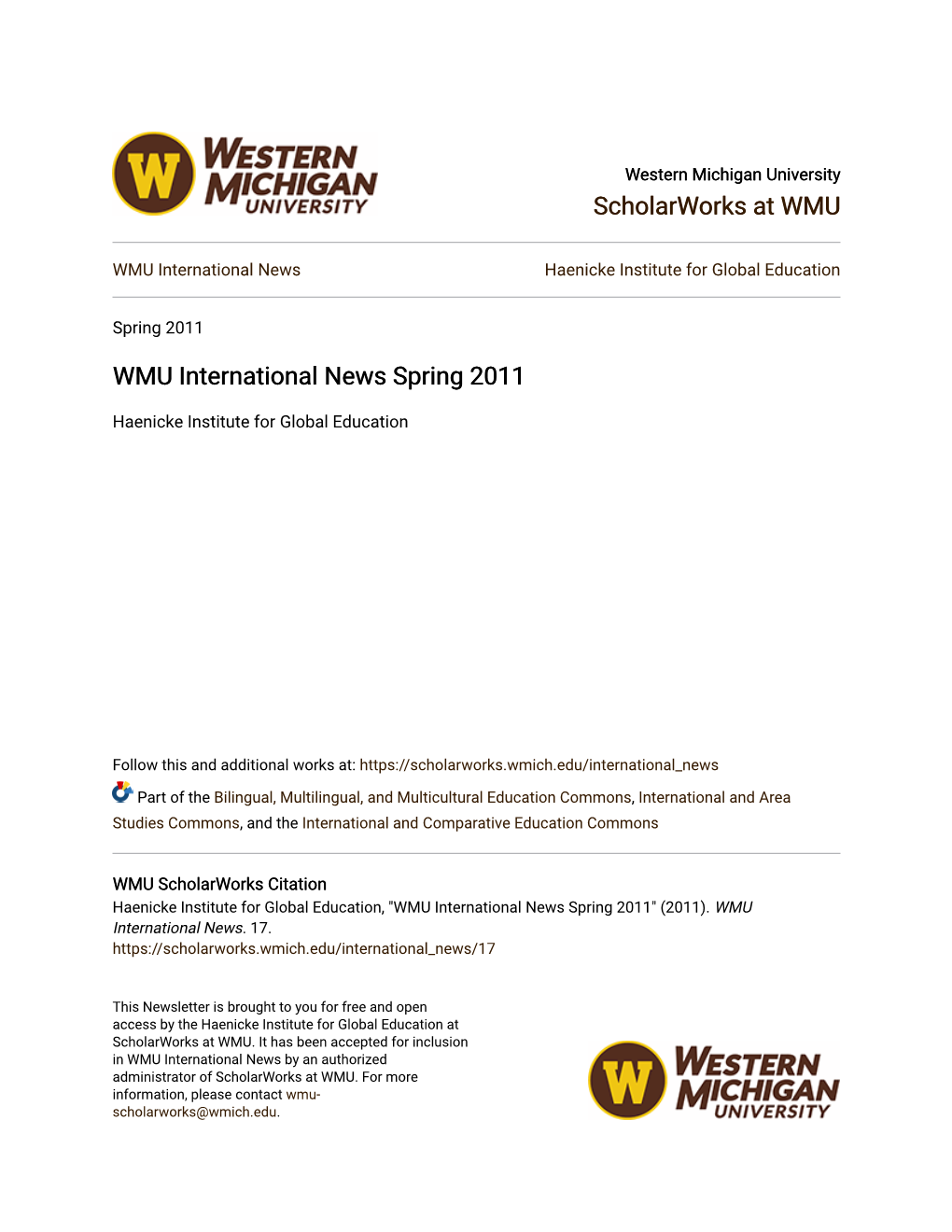 WMU International News Spring 2011