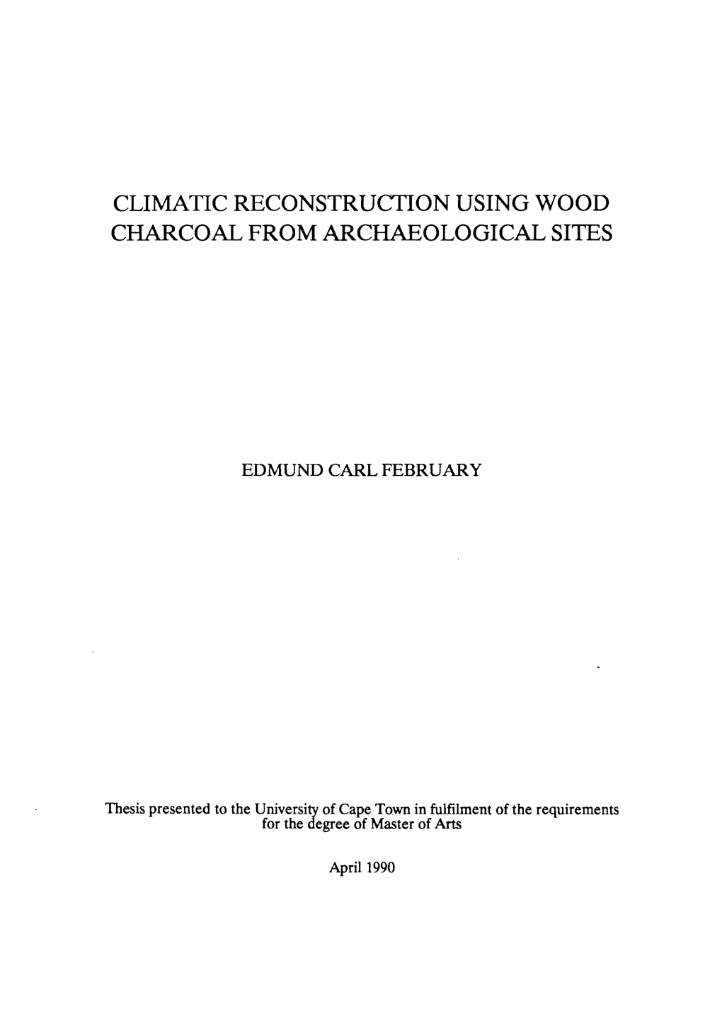 Climatic Reconstruction Using Wood Charcoal from Archaeological Sites