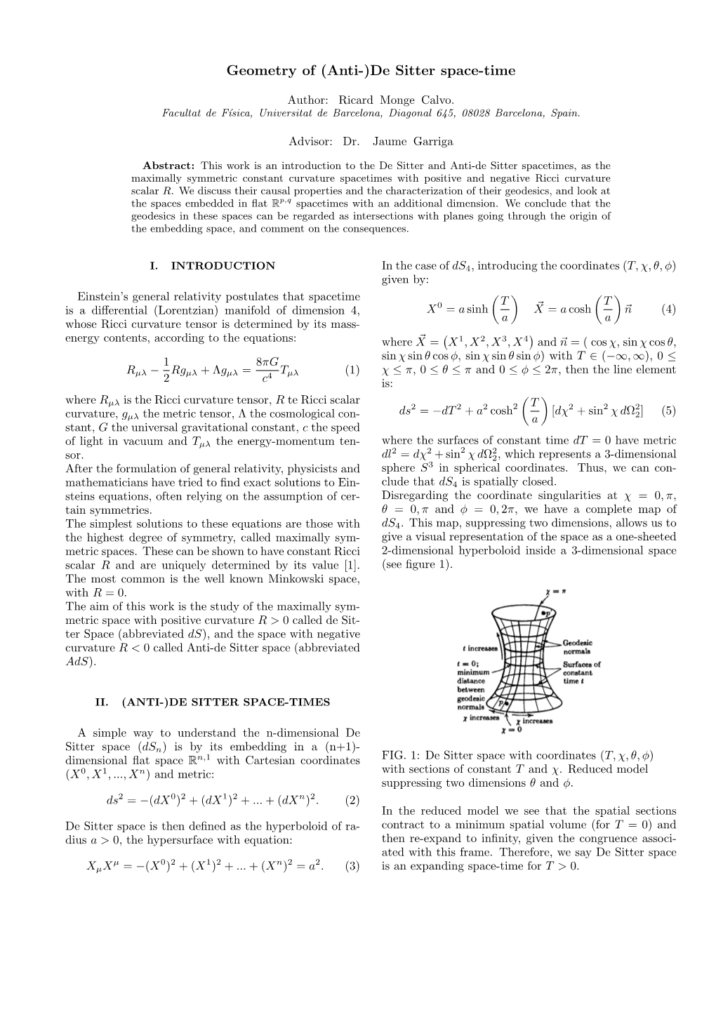 (Anti-)De Sitter Space-Time