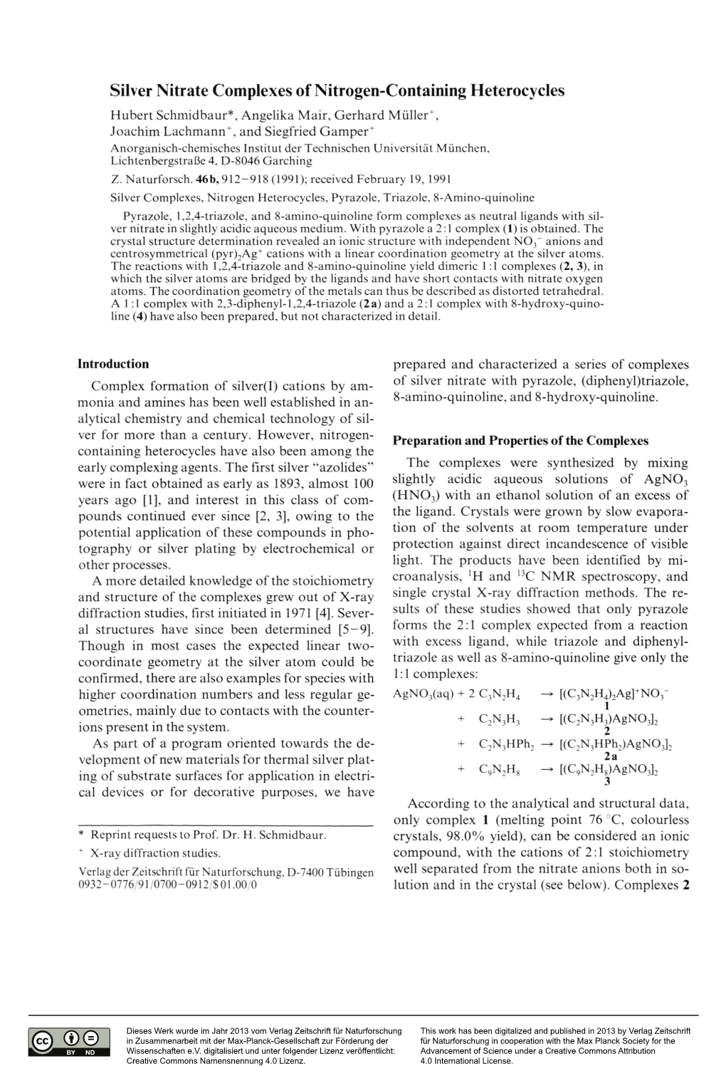 Silver Nitrate Complexes of Nitrogen-Containing