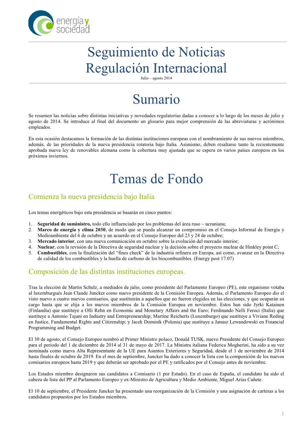 Noticias Regul Internacional Julio-Agosto 2014