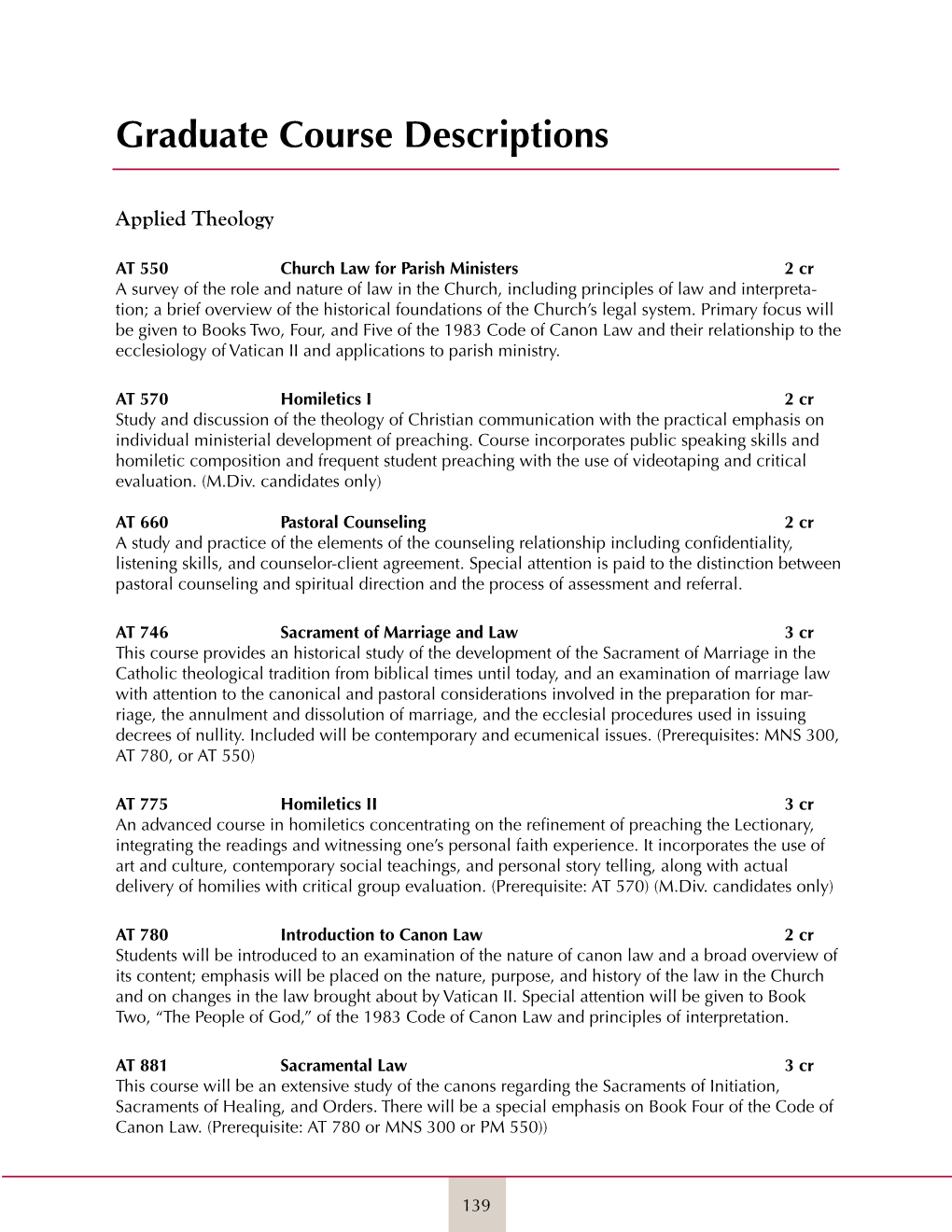 Graduate Course Descriptions