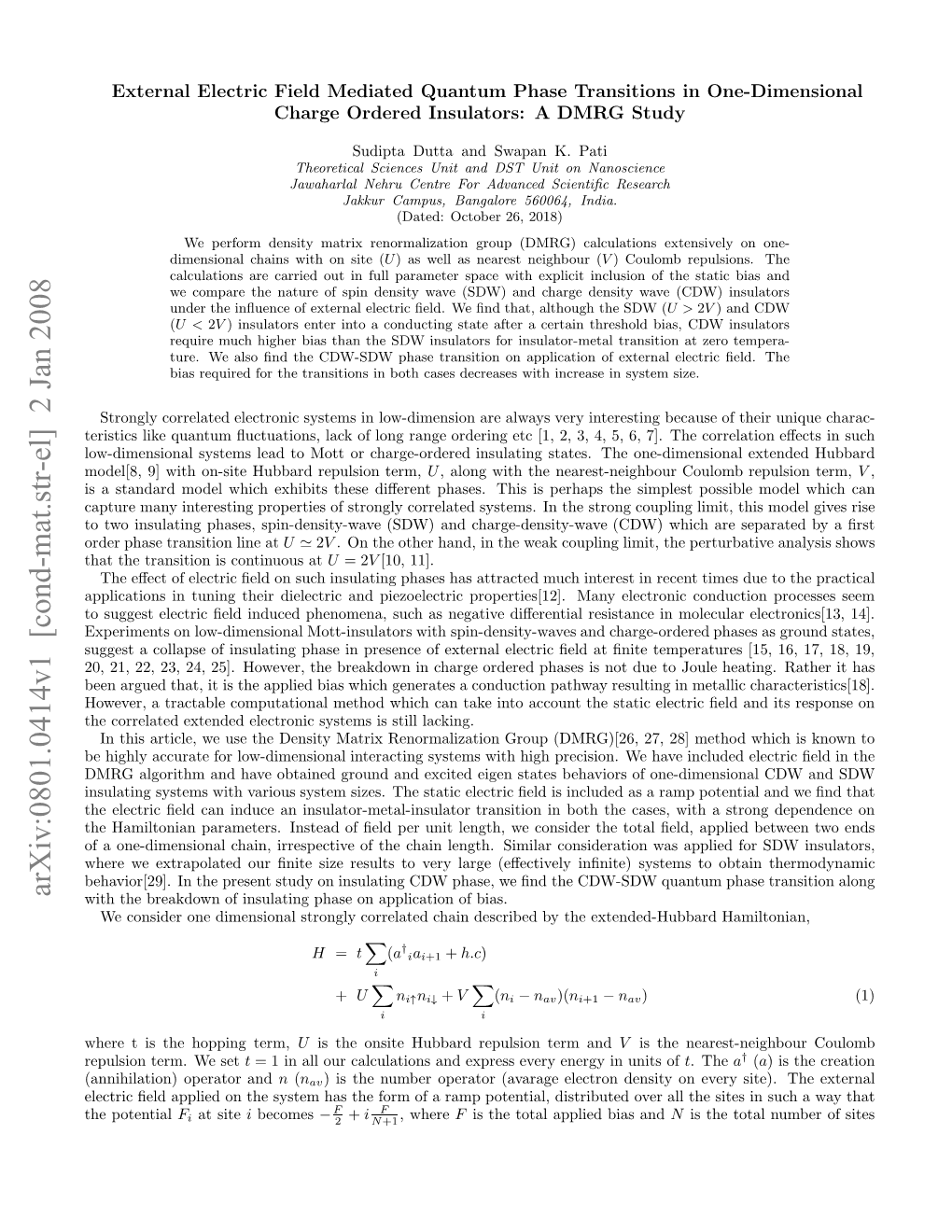 External Electric Field Mediated Quantum Phase Transitions in One