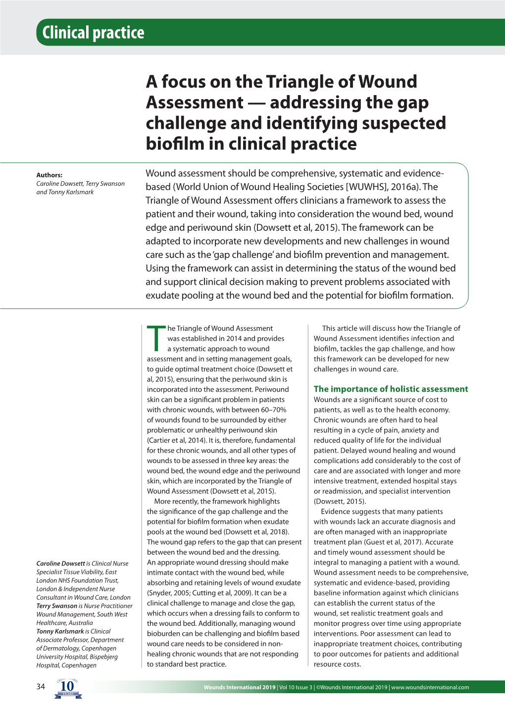 A Focus on the Triangle of Wound Assessment — Addressing the Gap Challenge and Identifying Suspected Biofilm in Clinical Practice