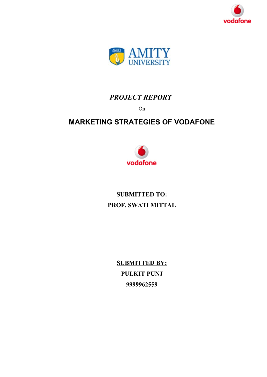 Project Report Marketing Strategies of Vodafone