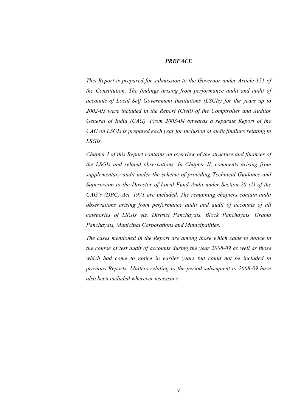 V PREFACE This Report Is Prepared for Submission to The