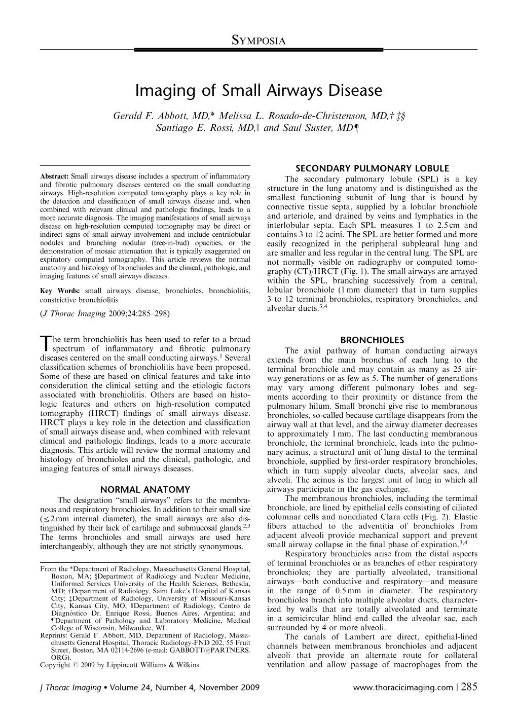 Imaging of Small Airways Disease