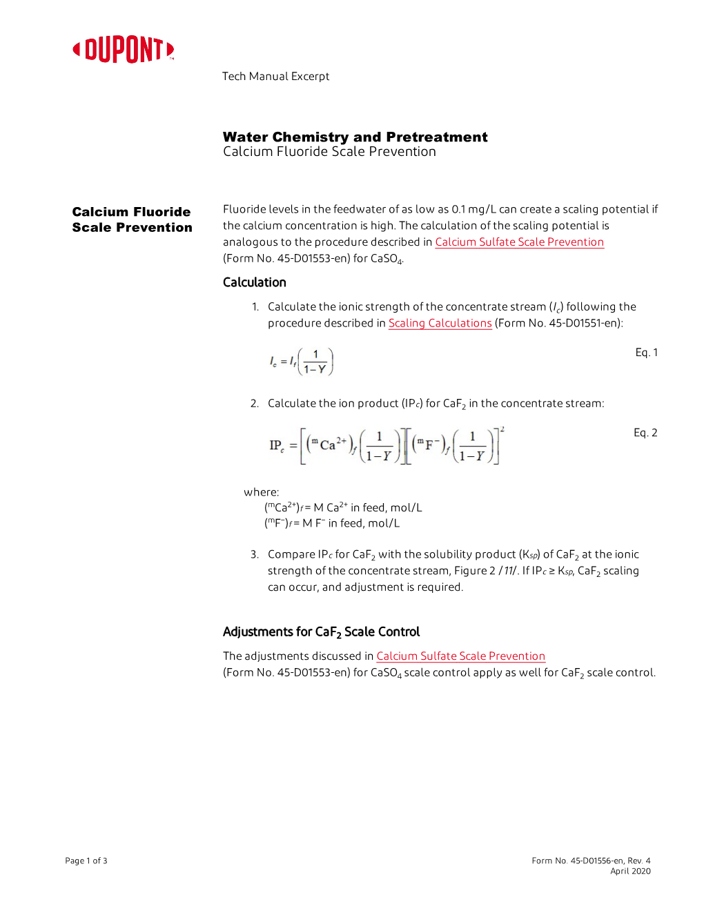 Calcium Fluoride Scale Prevention