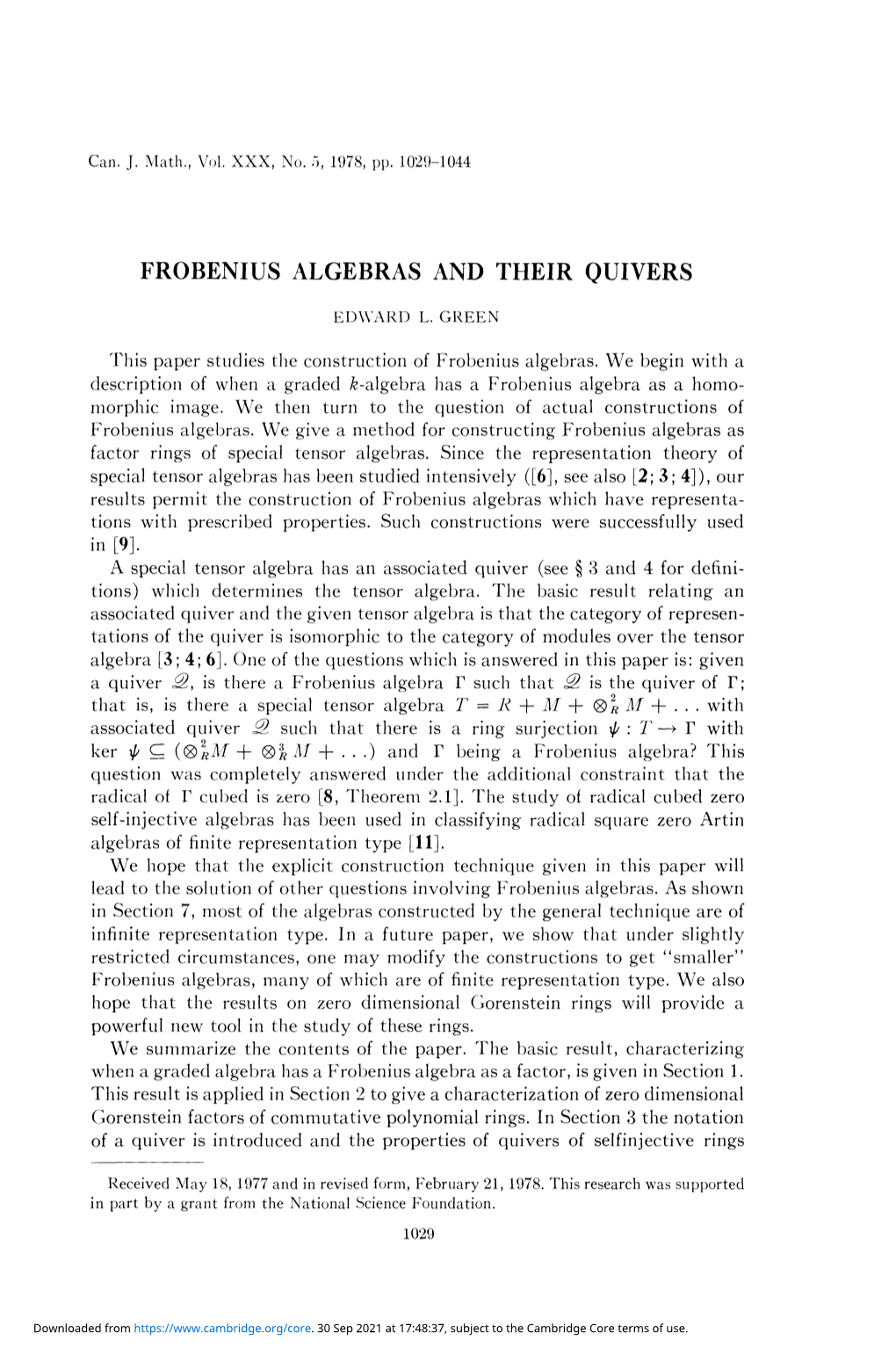 Frobenius Algebras and Their Quivers