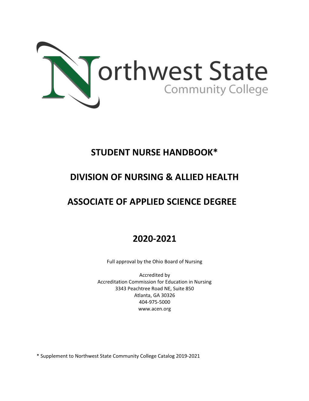 Student Nurse Handbook* Division of Nursing & Allied Health Associate Of