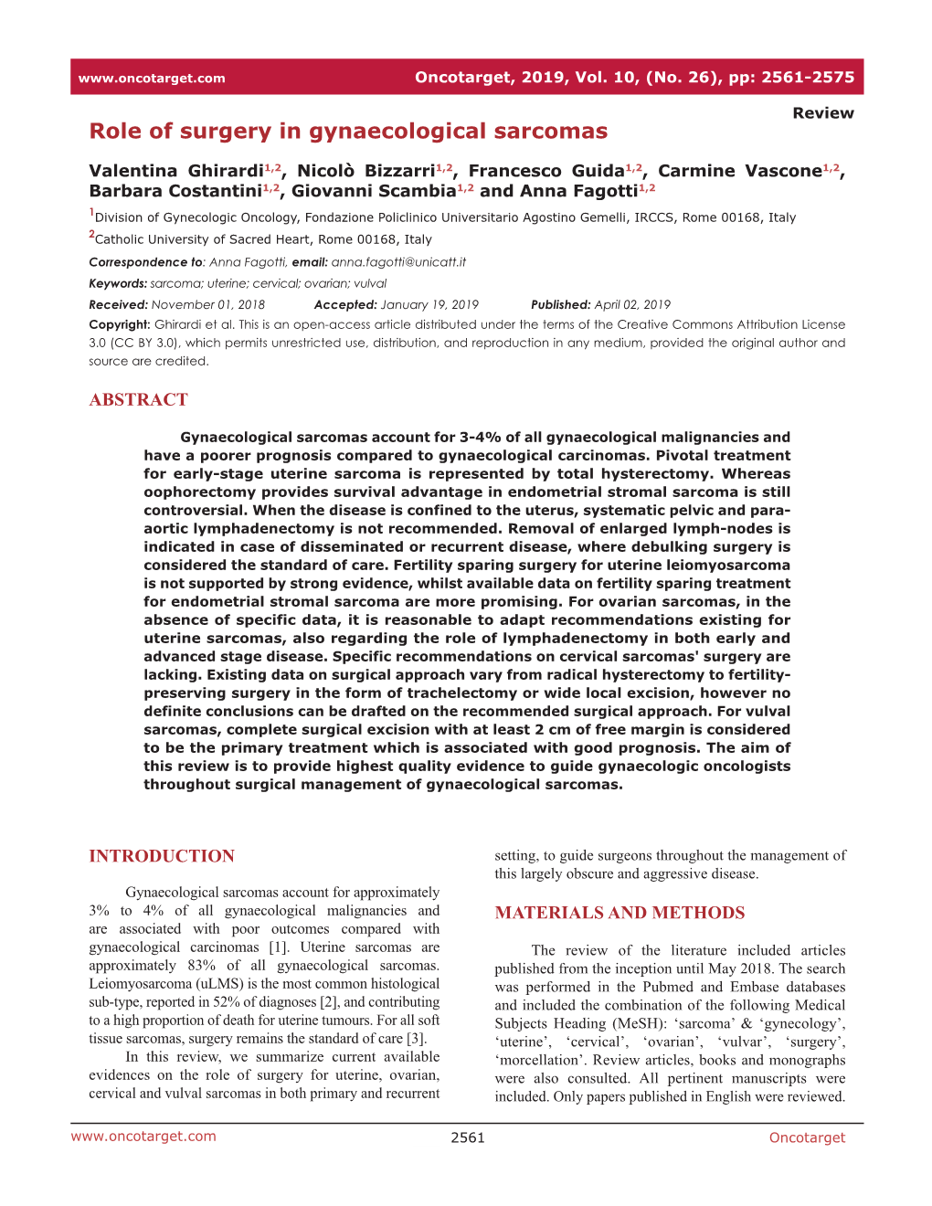 Role of Surgery in Gynaecological Sarcomas