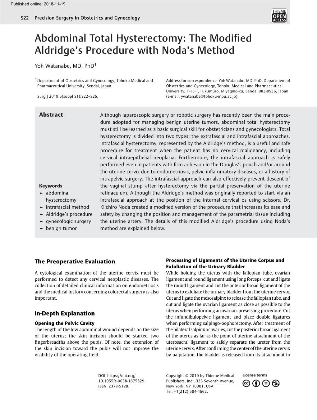 Abdominal Total Hysterectomy: the Modified Aldridge's Procedure With