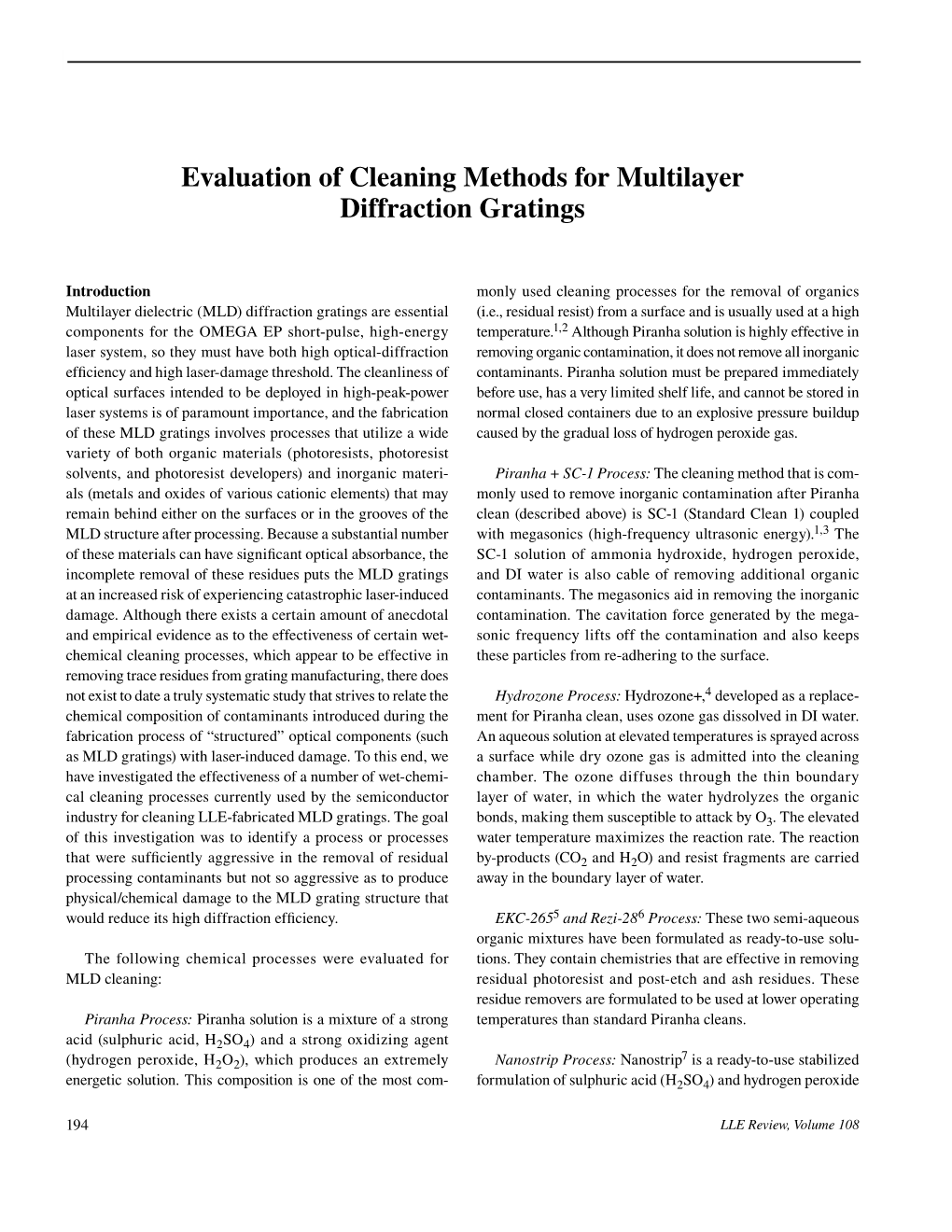 Evaluation of Cleaning Methods for Multilayer Diffraction Gratings