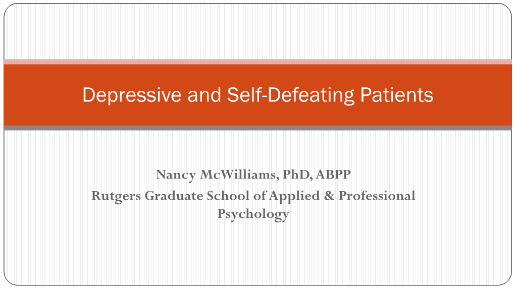 Depressive and Self-Defeating Personalities