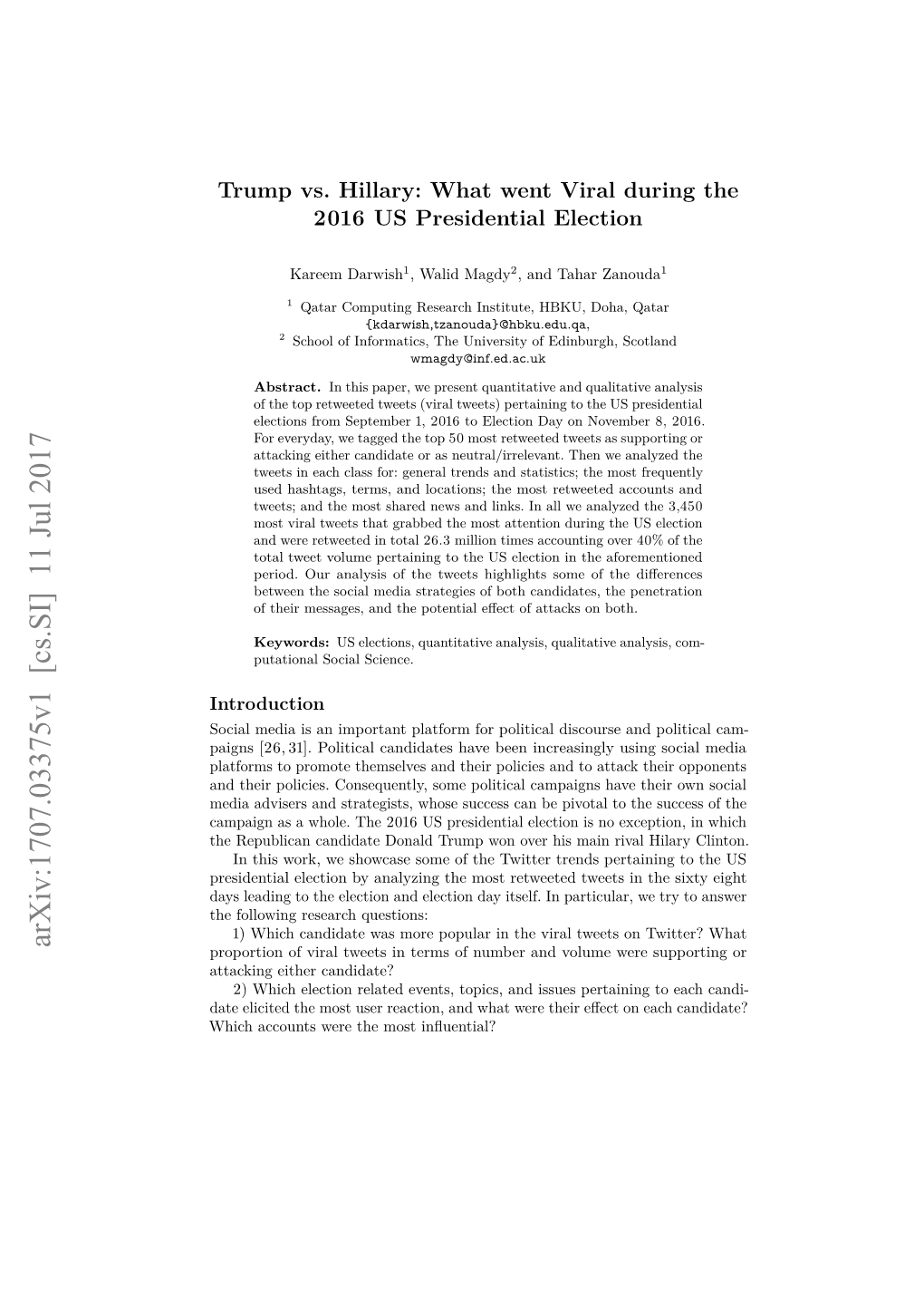 Arxiv:1707.03375V1 [Cs.SI] 11 Jul 2017