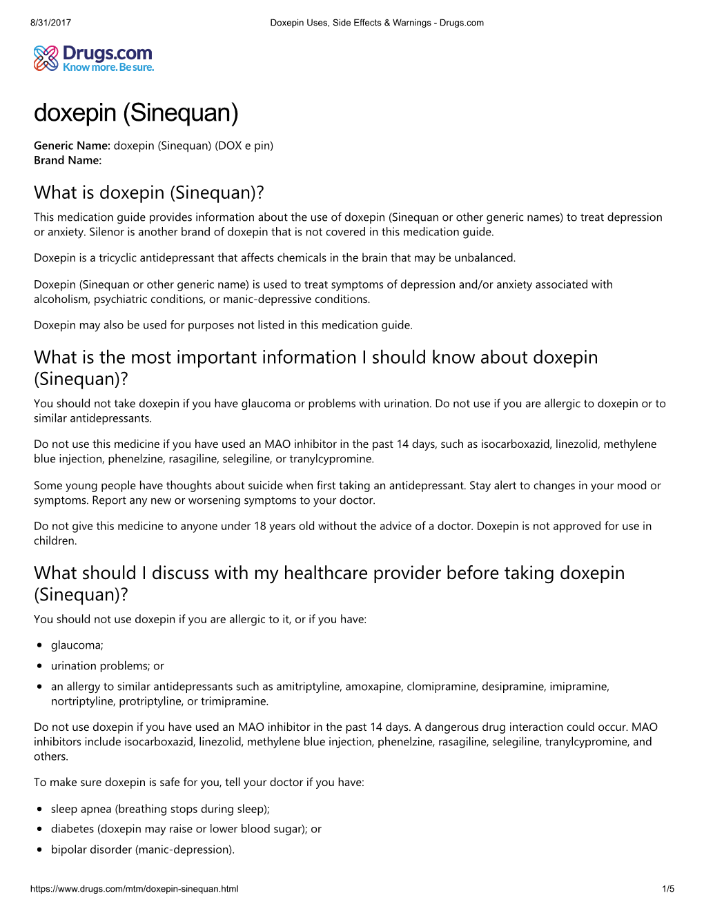 Doxepin (Sinequan)