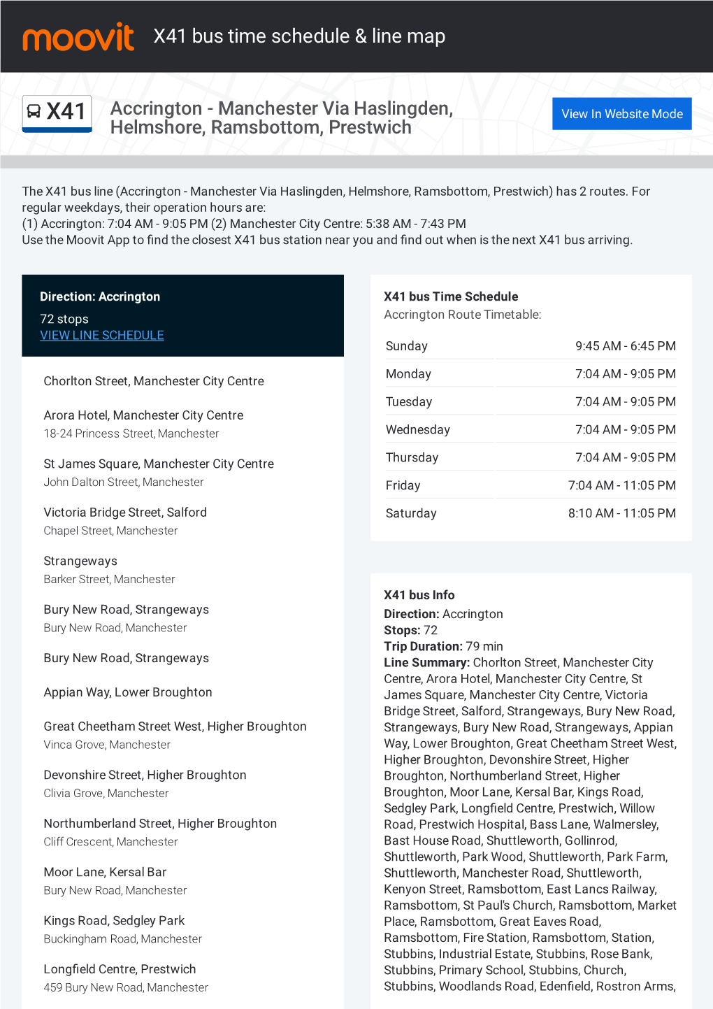 X41 Bus Time Schedule & Line Route