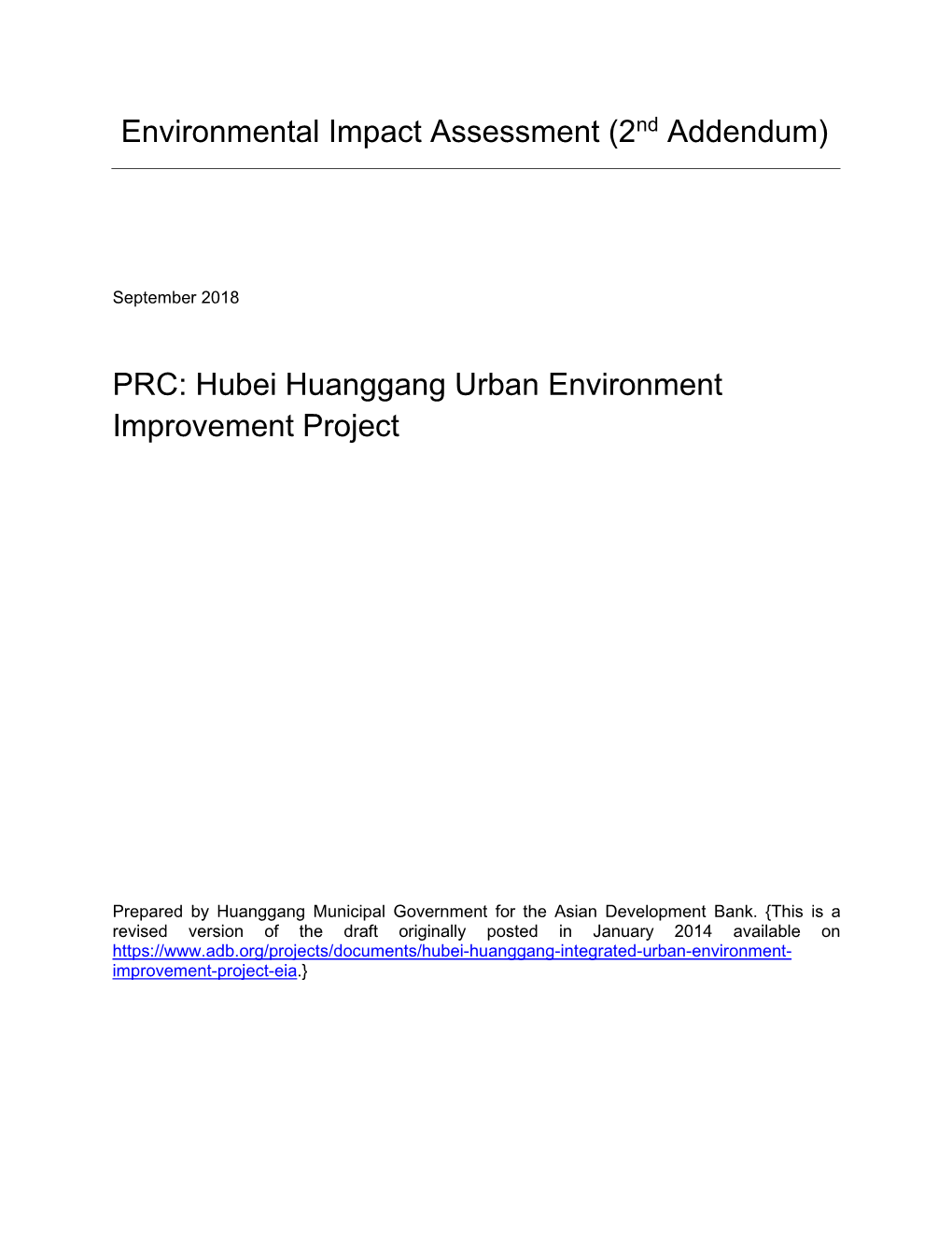 46050-002: Hubei Huanggang Urban Environment Improvement Project