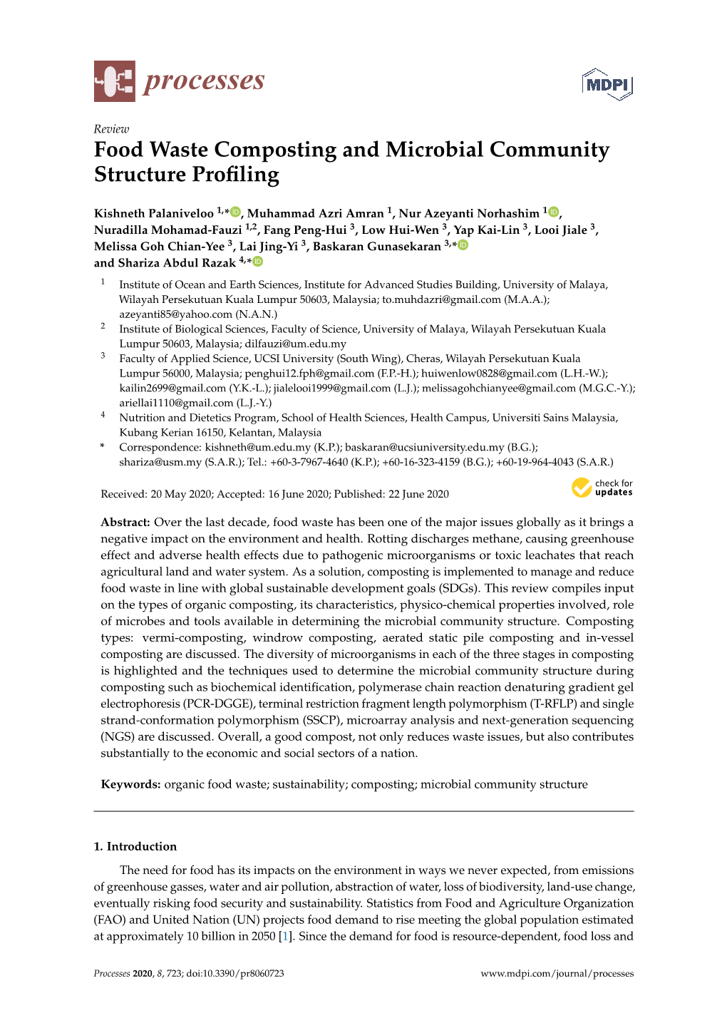 Food Waste Composting and Microbial Community Structure Proﬁling