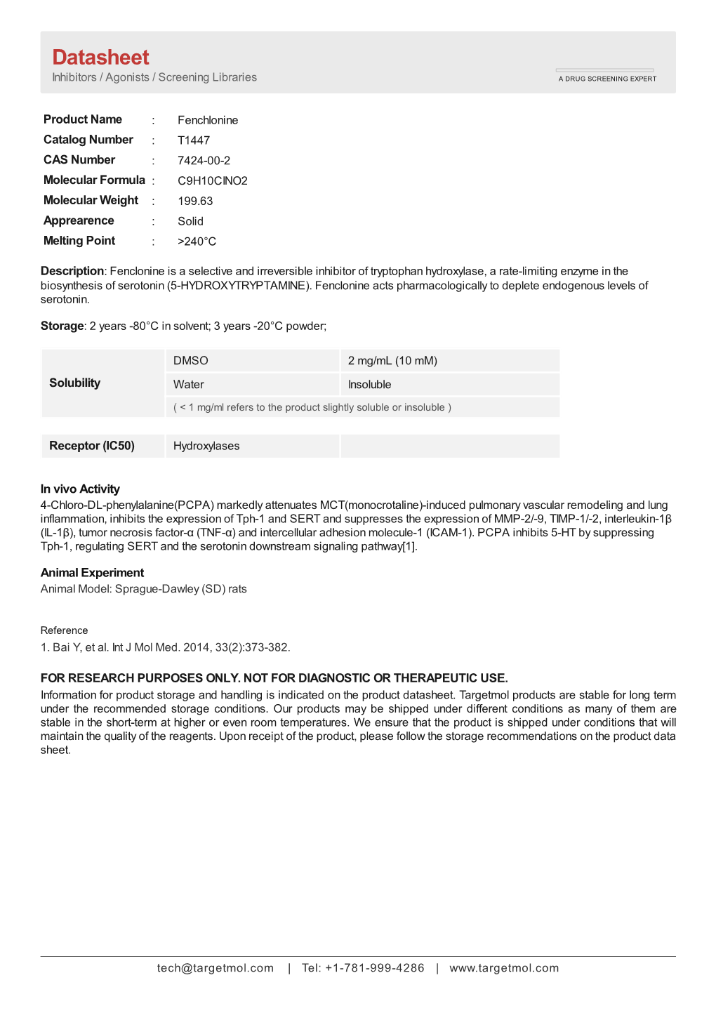 Datasheet Inhibitors / Agonists / Screening Libraries a DRUG SCREENING EXPERT