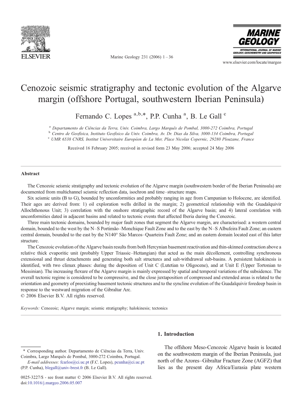 Cenozoic Seismic Stratigraphy and Tectonic Evolution of the Algarve Margin (Offshore Portugal, Southwestern Iberian Peninsula) ⁎ Fernando C