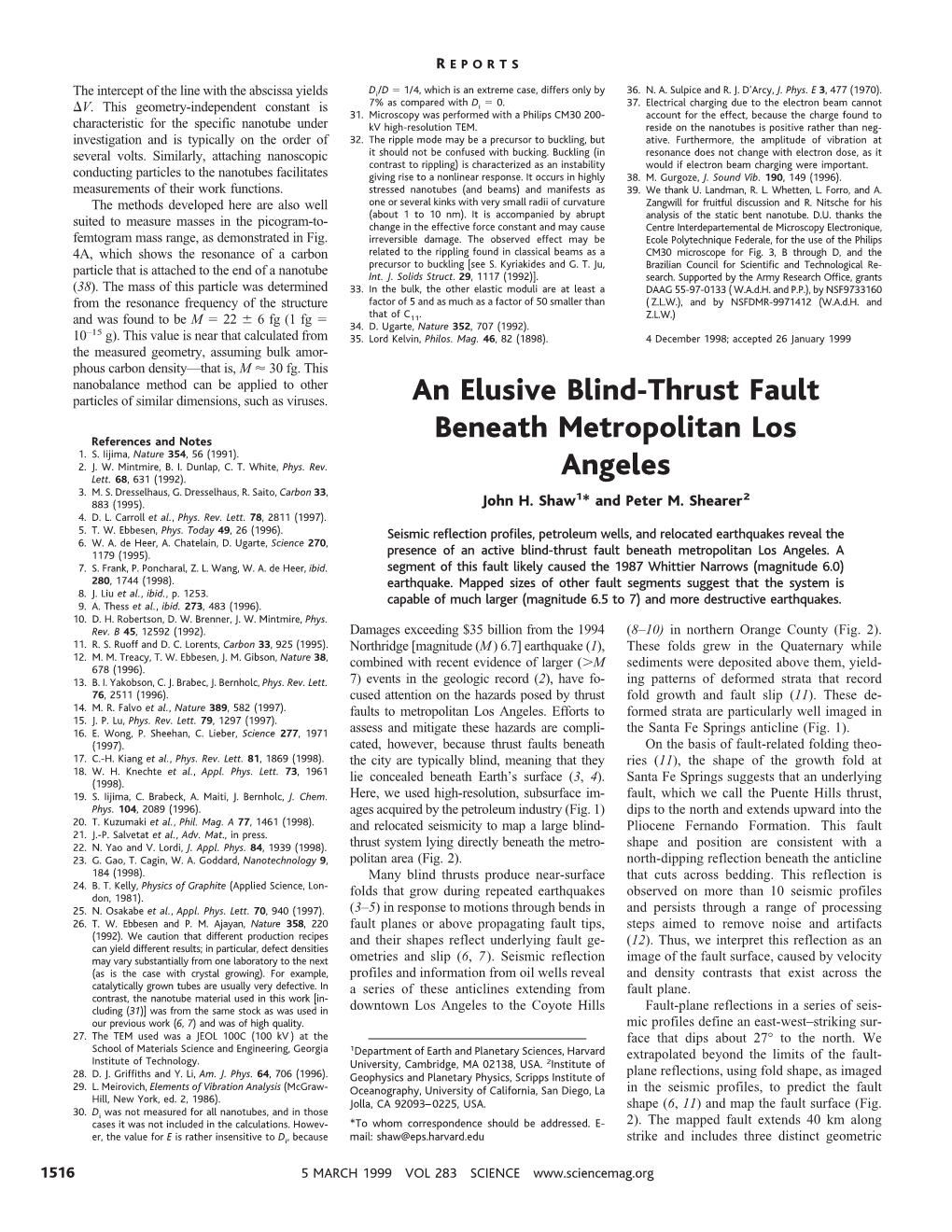 An Elusive Blind-Thrust Fault Beneath Metropolitan Los Angeles