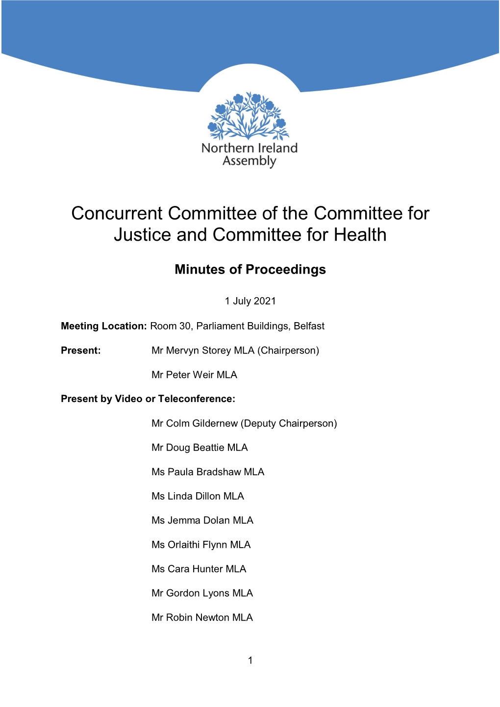 Committee for Justice Minutes of the Proceedings 11 March 2021