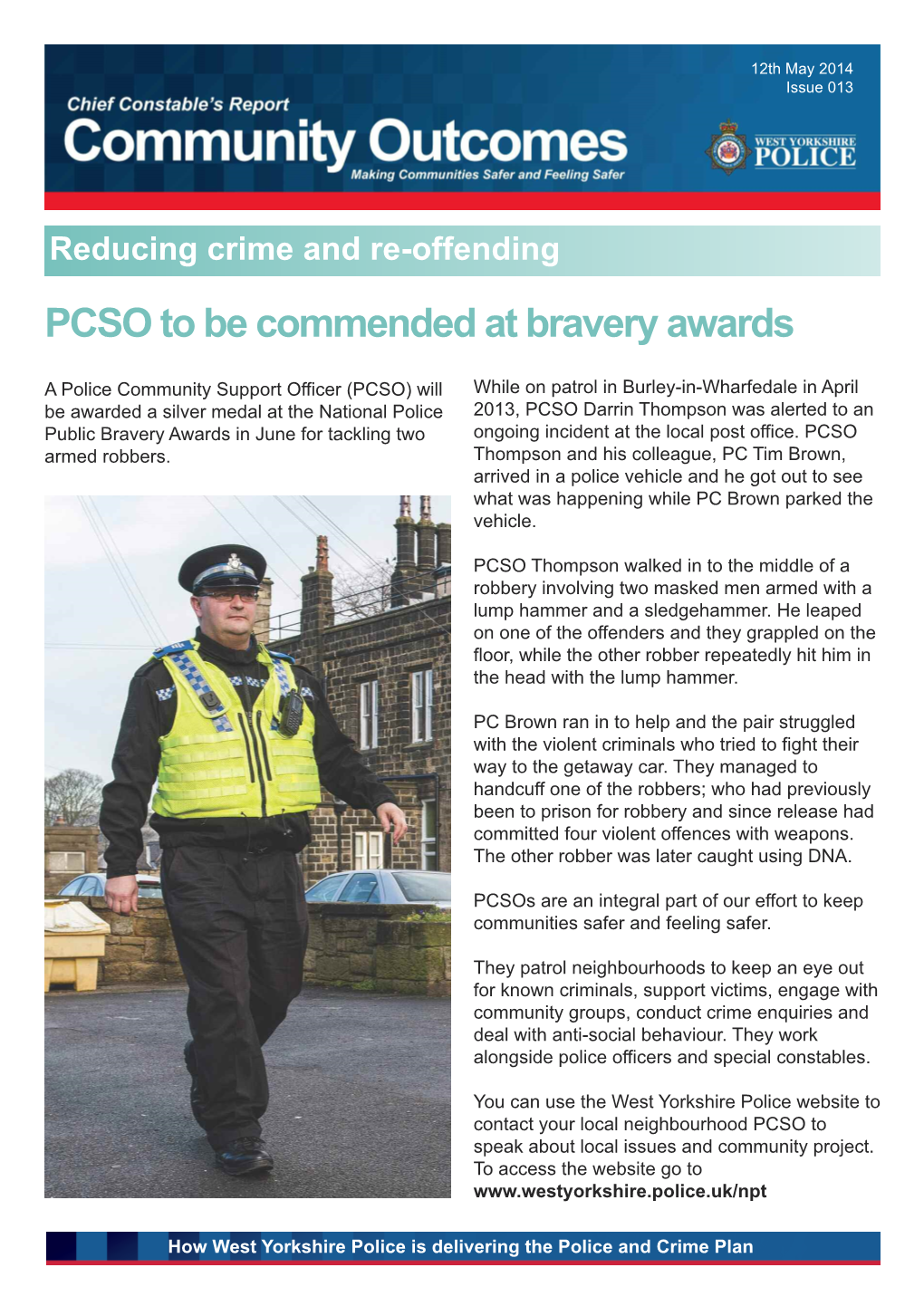 PCSO to Be Commended at Bravery Awards