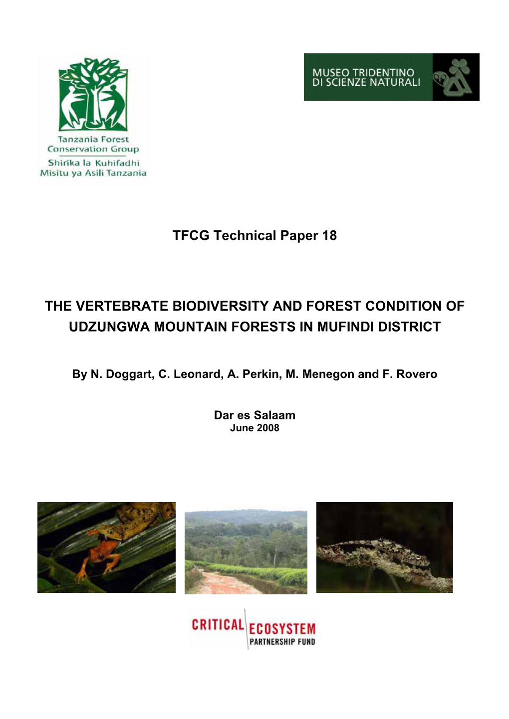 TFCG Technical Paper 18 the VERTEBRATE BIODIVERSITY AND